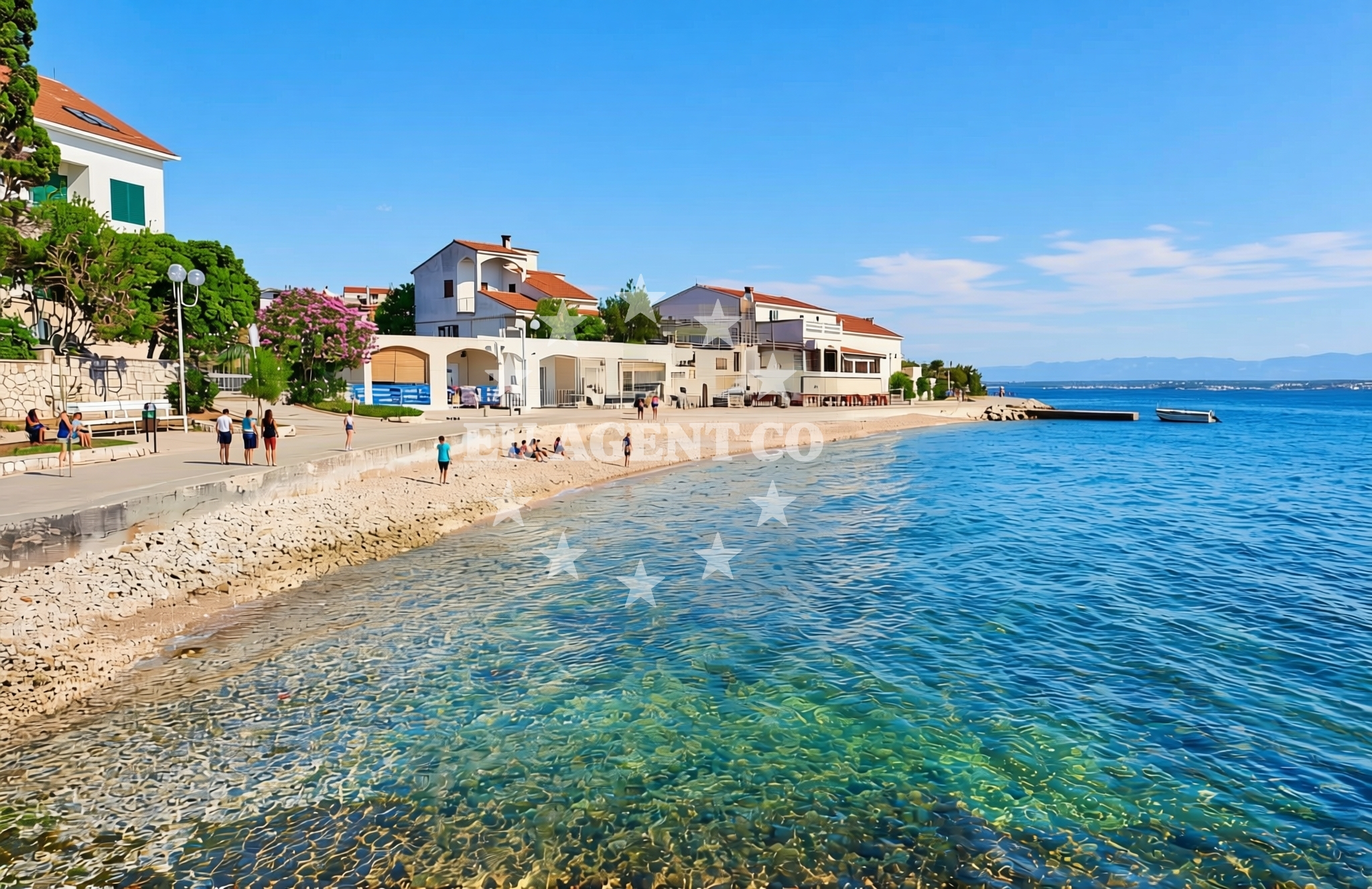 Beach facilities and surroundings at Bilišće, Preko (Ugljan) Beach in Bilišće