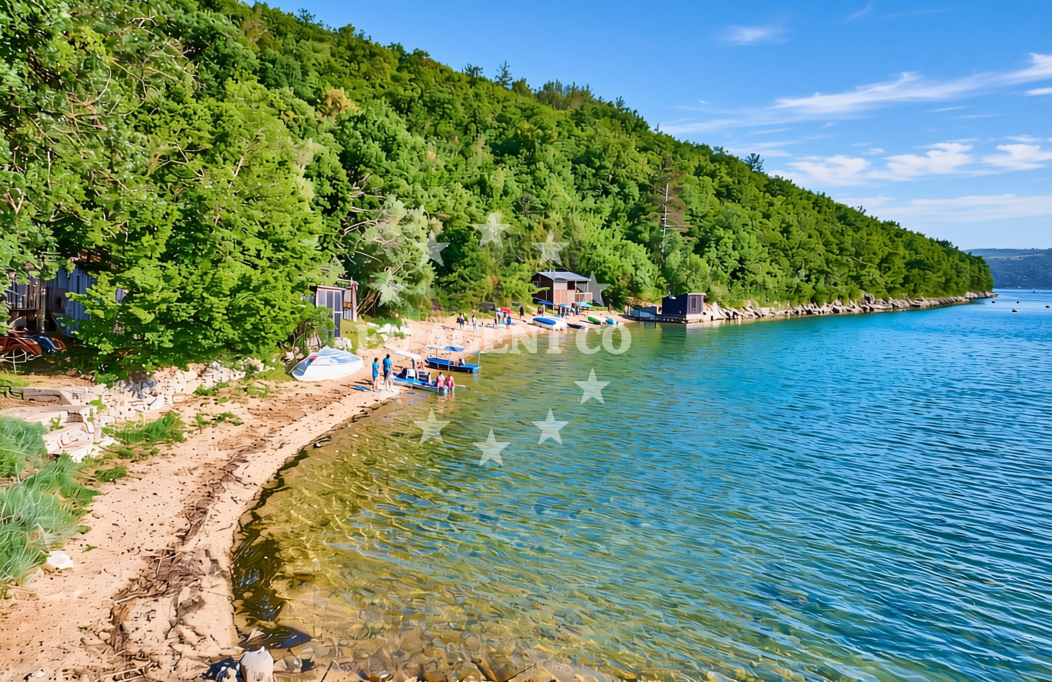 Shoreline and swimming area at Biljina, Trgetari Beach in Biljina