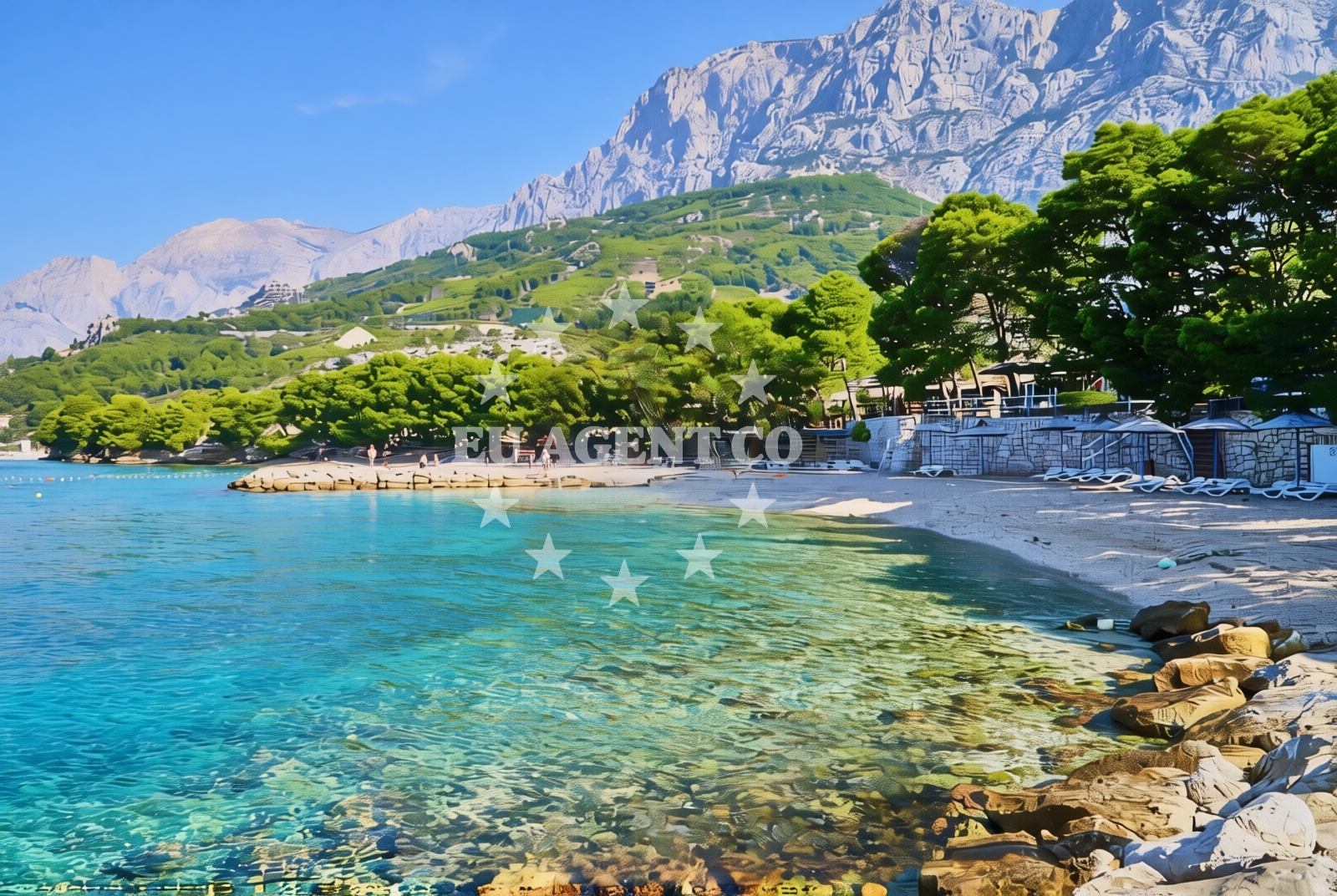 Sea and coastal view of Biloševac, Makarska Beach in Biloševac