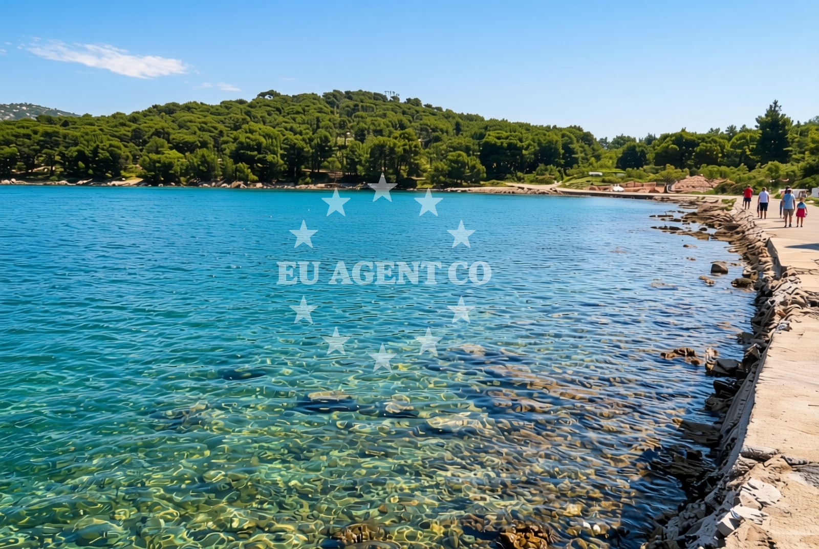 Shoreline and swimming area at Bisaga, Betina (Murter) Beach in Bisaga