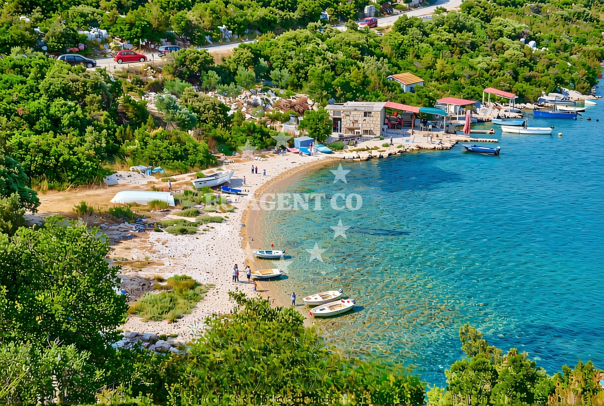 Shoreline and swimming area at Bistrina, Stupa Beach in Bistrina