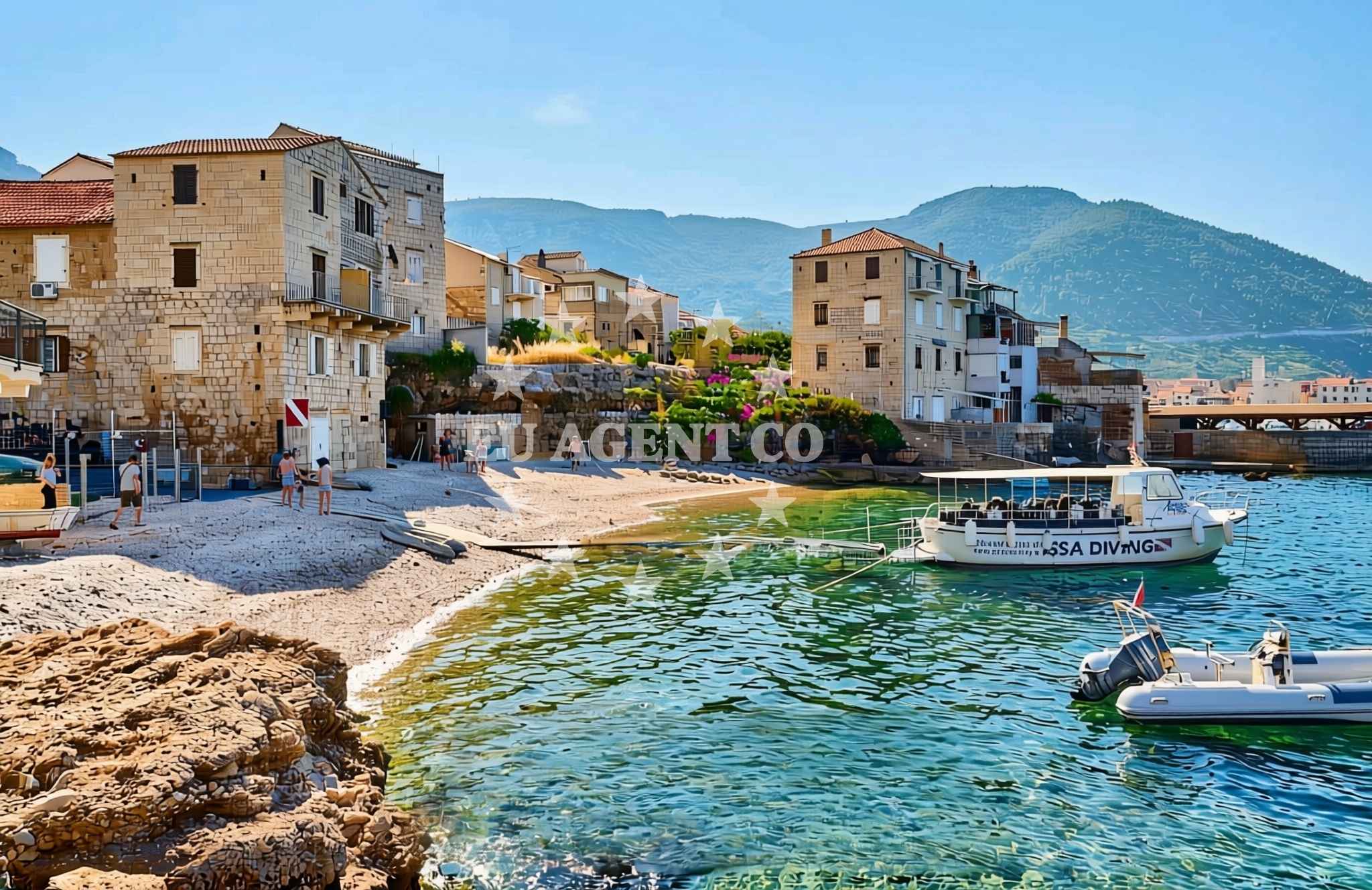 Shoreline and swimming area at Bjažićovo, Komiža (Vis) Beach in Bjažićovo