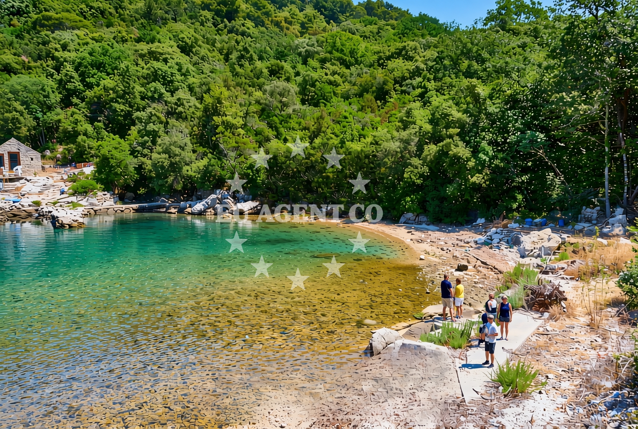 Shoreline and swimming area at Bjejevica, Duba Stonska Beach in Bjejevica