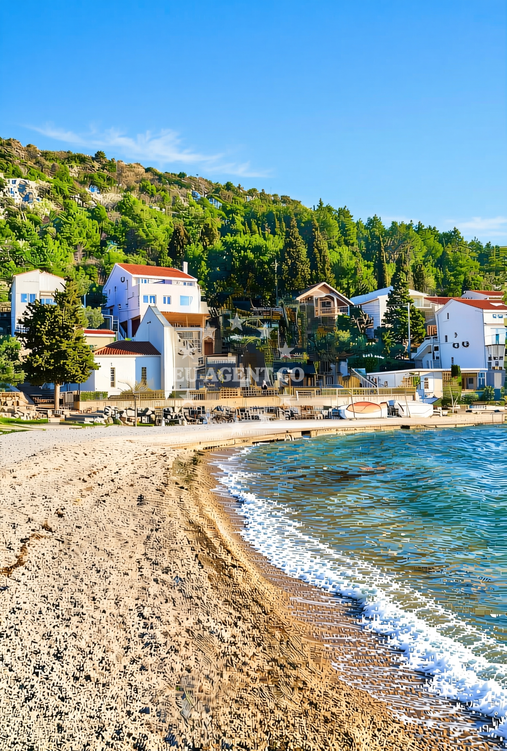 Shoreline and swimming area at Blace: beaches and coves (2) in Blace