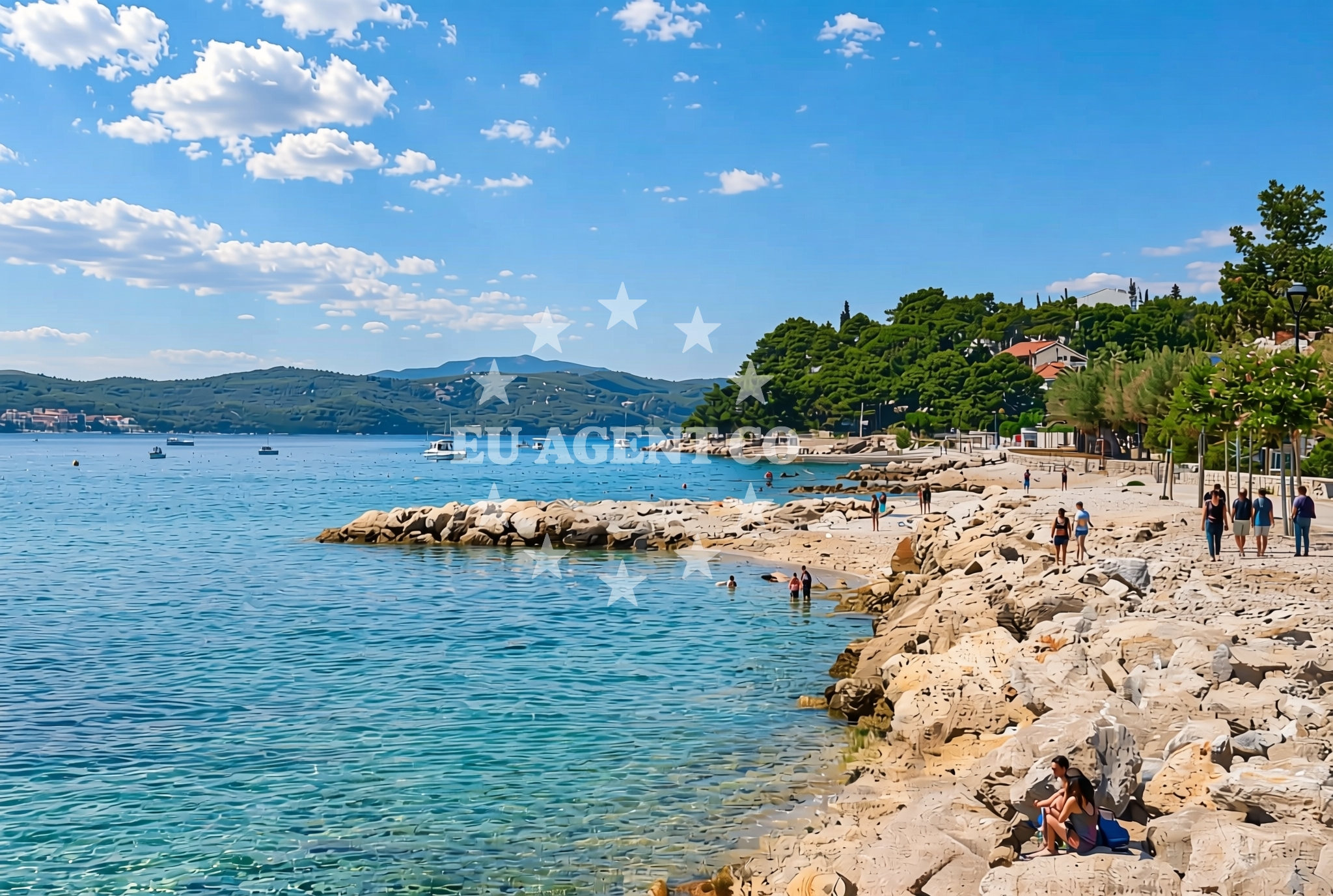 Sea and coastal view of Blace, Orebić Beach in Blace