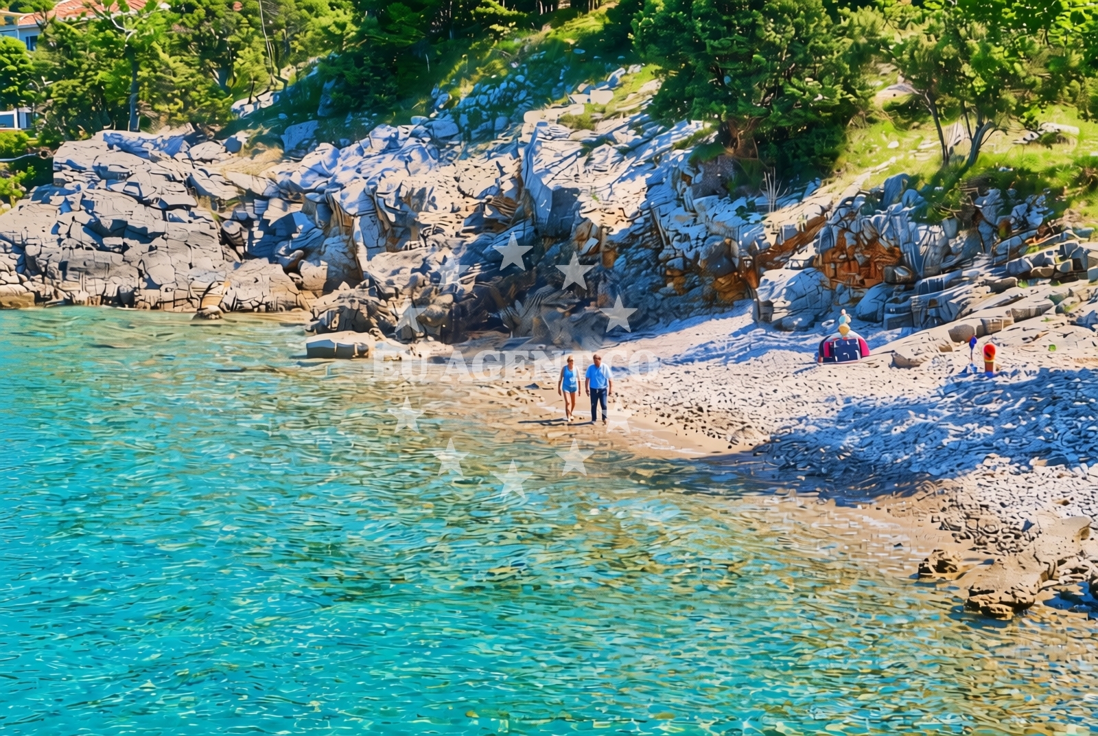 Sea and coastal view of Blatno istok, Milohnići (Krk) Beach in Blatno istok