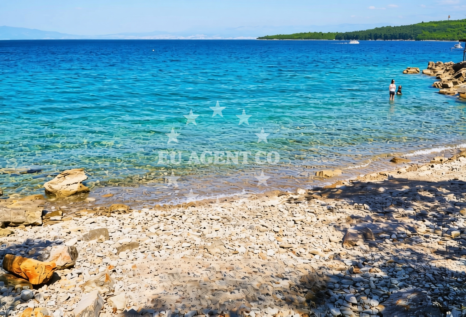 Sea and coastal view of Blatno sredina, Milohnići (Krk) Beach in Blatno sredina