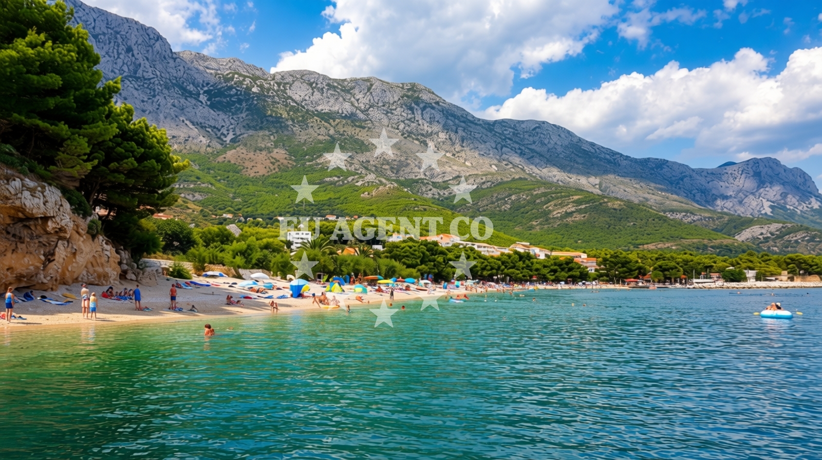 Sea and coastal view of Blato beach in 29 Blato, Živogošće