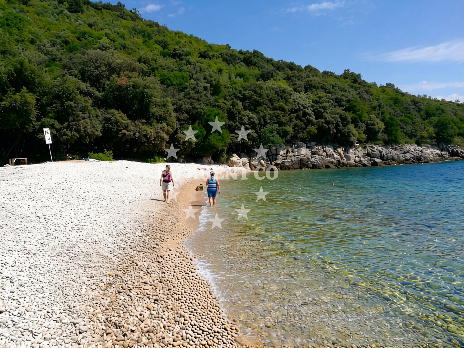 Overview of Bobina beach in Zagorje, Načinovići 145 Plomin, Plomin