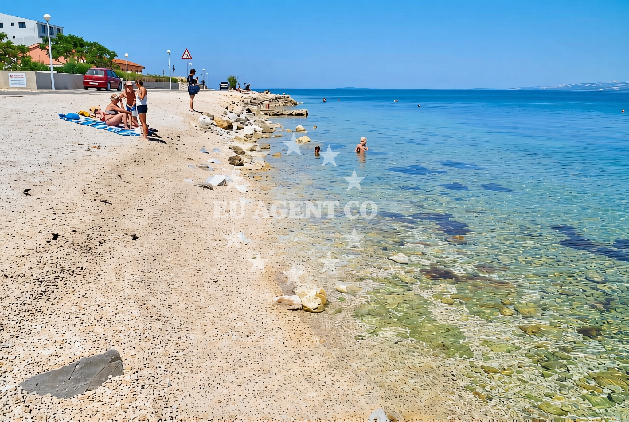 Sea and coastal view of Bobovik istok, Vir (Vir) Beach in Bobovik istok