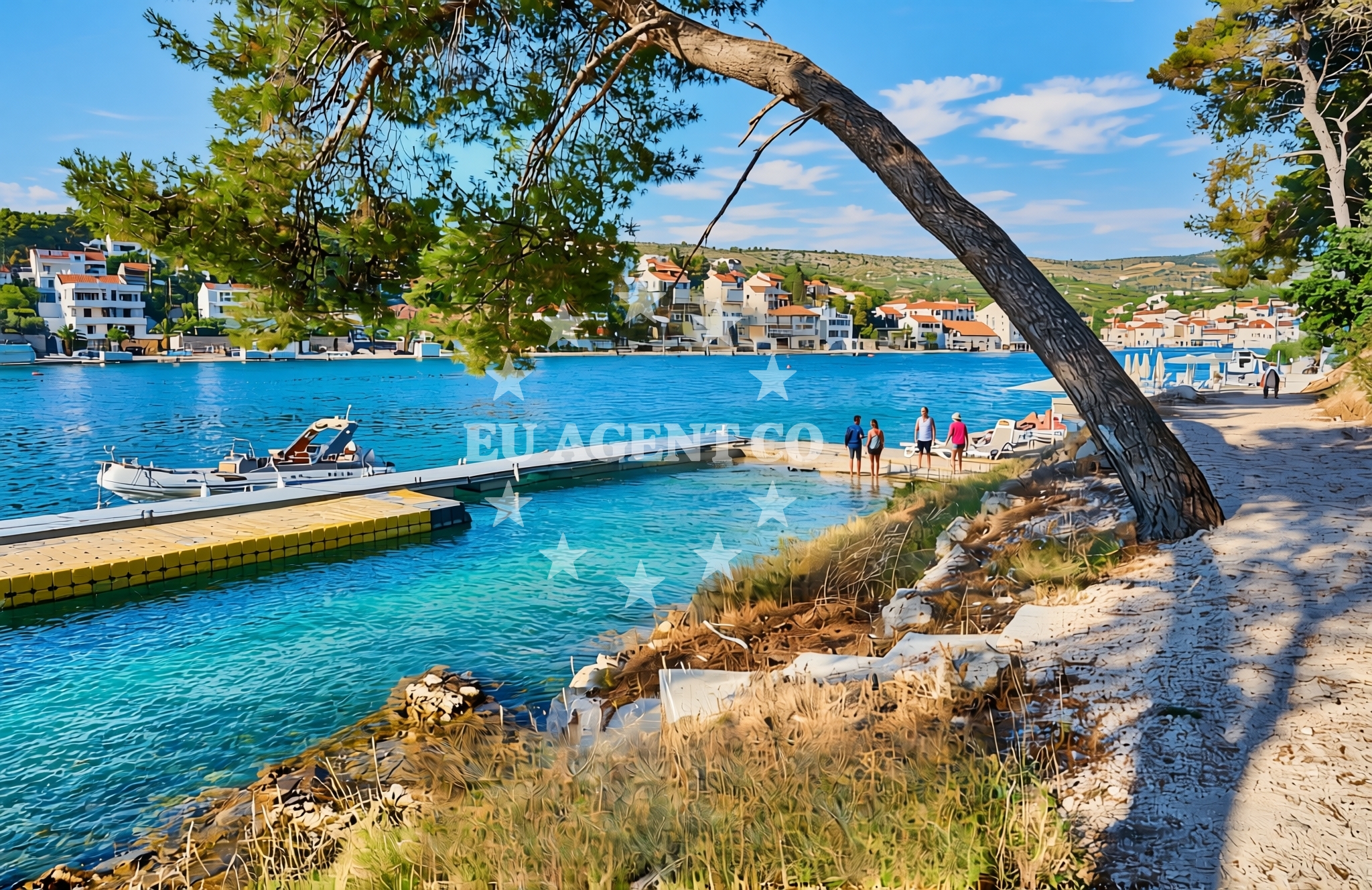 Sea and coastal view of Bobovišća na moru (Brač): beaches and coves in Bobovišća na moru (Brač)