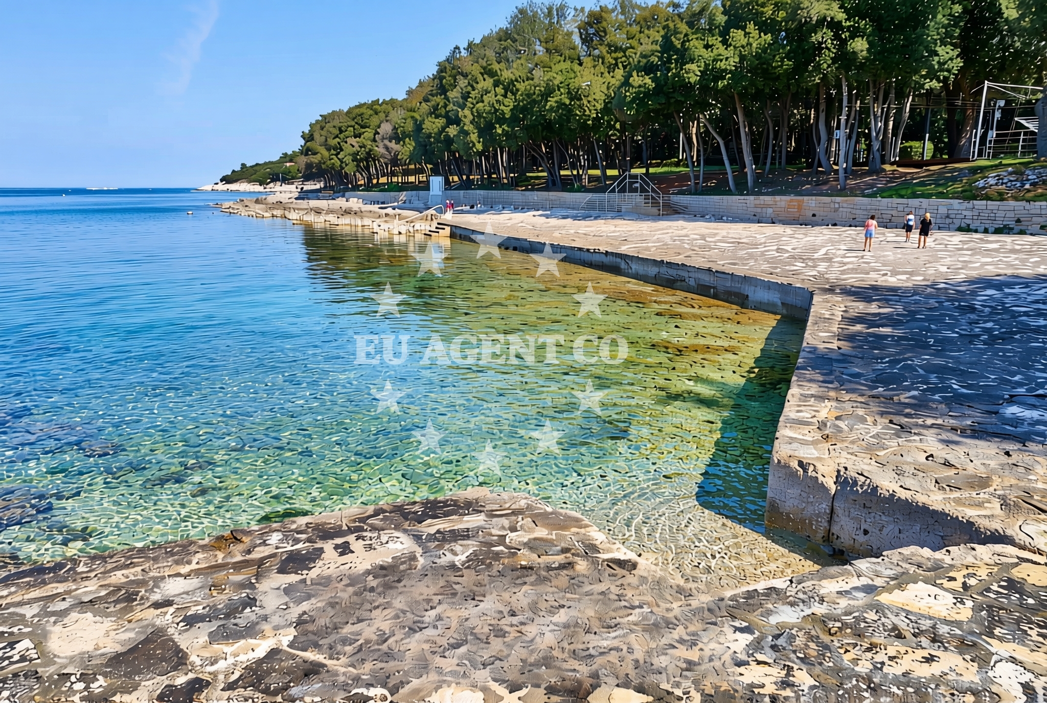 Sea and coastal view of Bojko, Vrsar Beach in Bojko