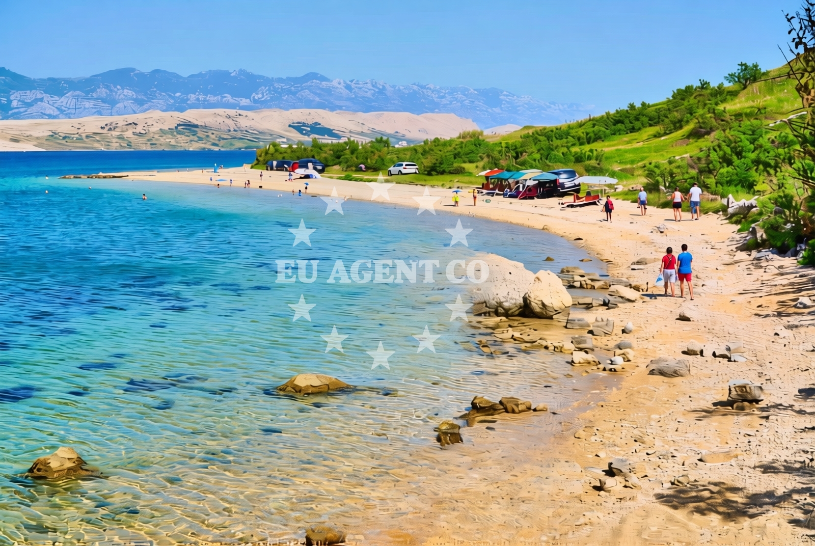 Overview of Bok istok, Kolan (Pag) Beach in Bok istok