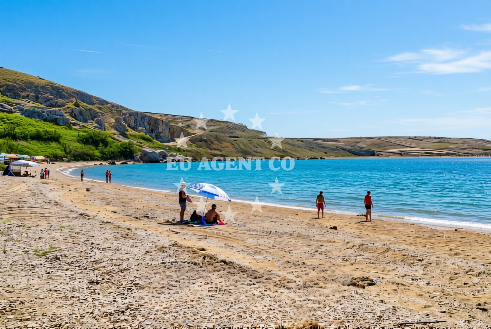Sea and coastal view of Bok istok, Kolan (Pag) Beach in Bok istok