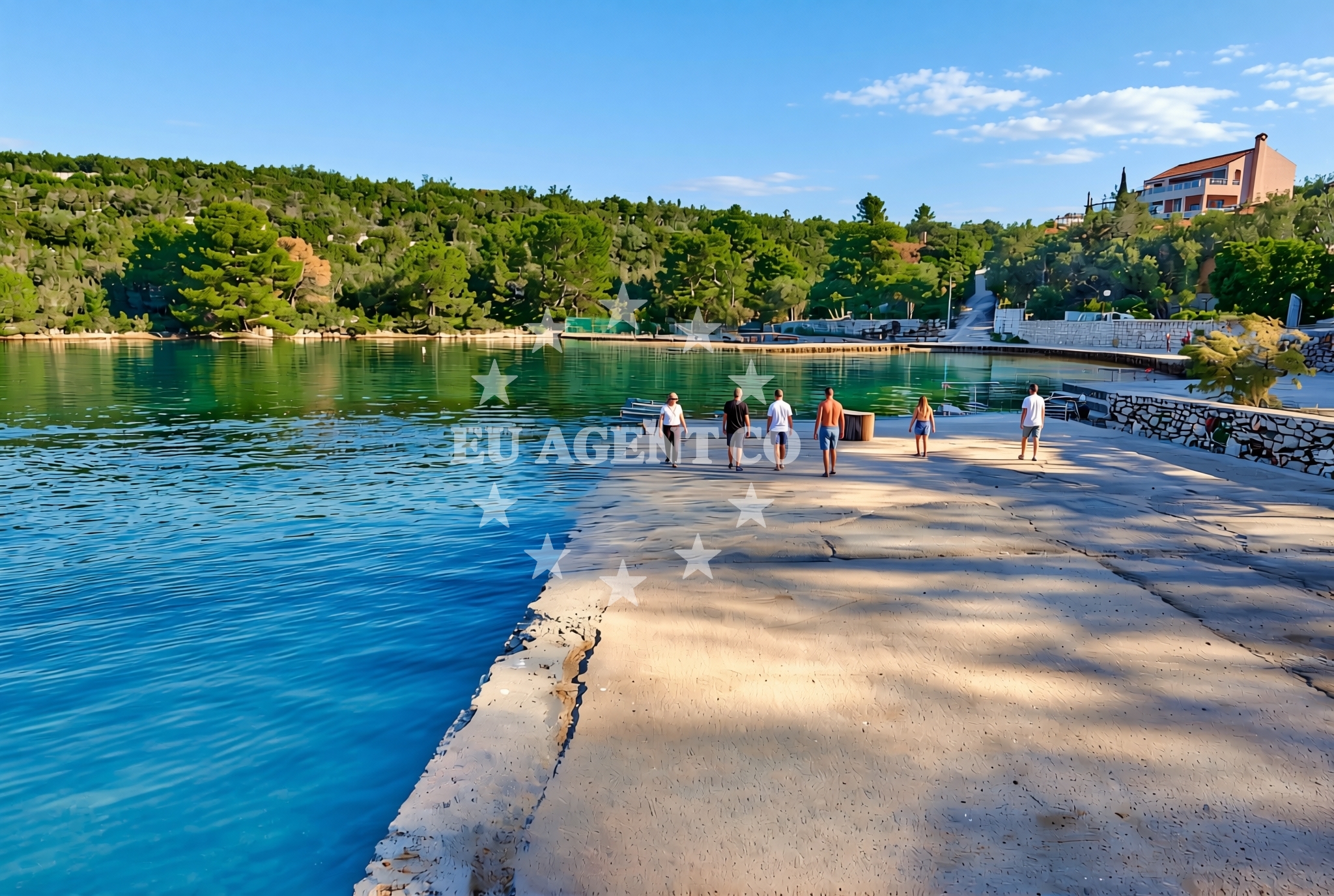 Shoreline and swimming area at Bok, Luka (Sali) (Dugi otok) Beach in Bok