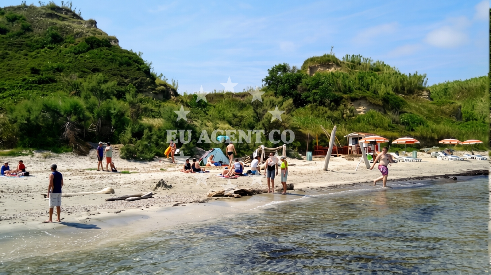 Sea and coastal view of Bok Plaza in , Susak