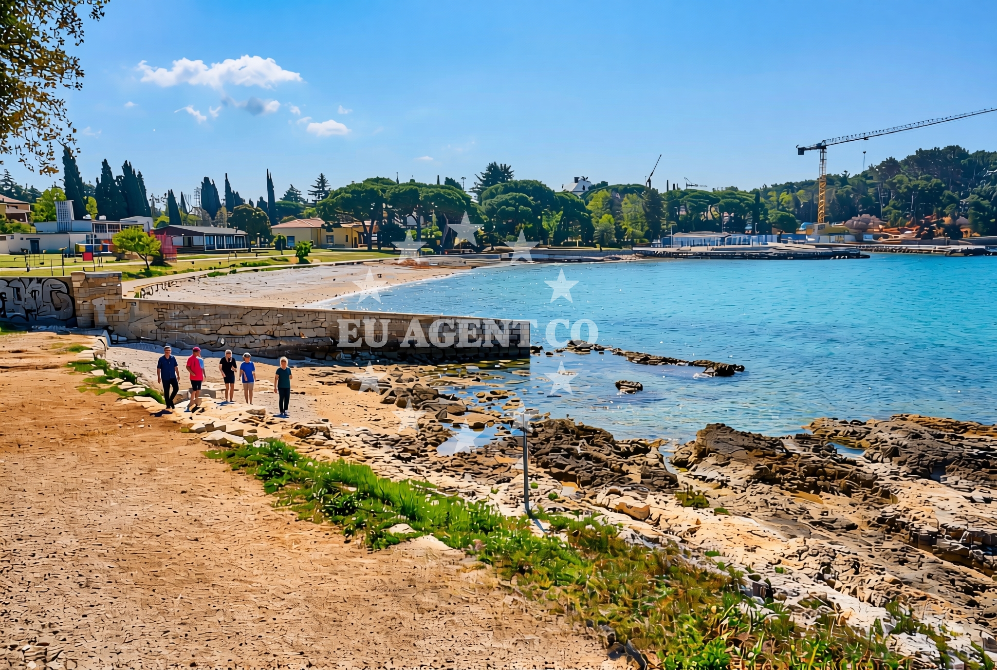 Shoreline and swimming area at Bolnica (dog beach), Rovinj Beach in Bolnica (plaža za pse)