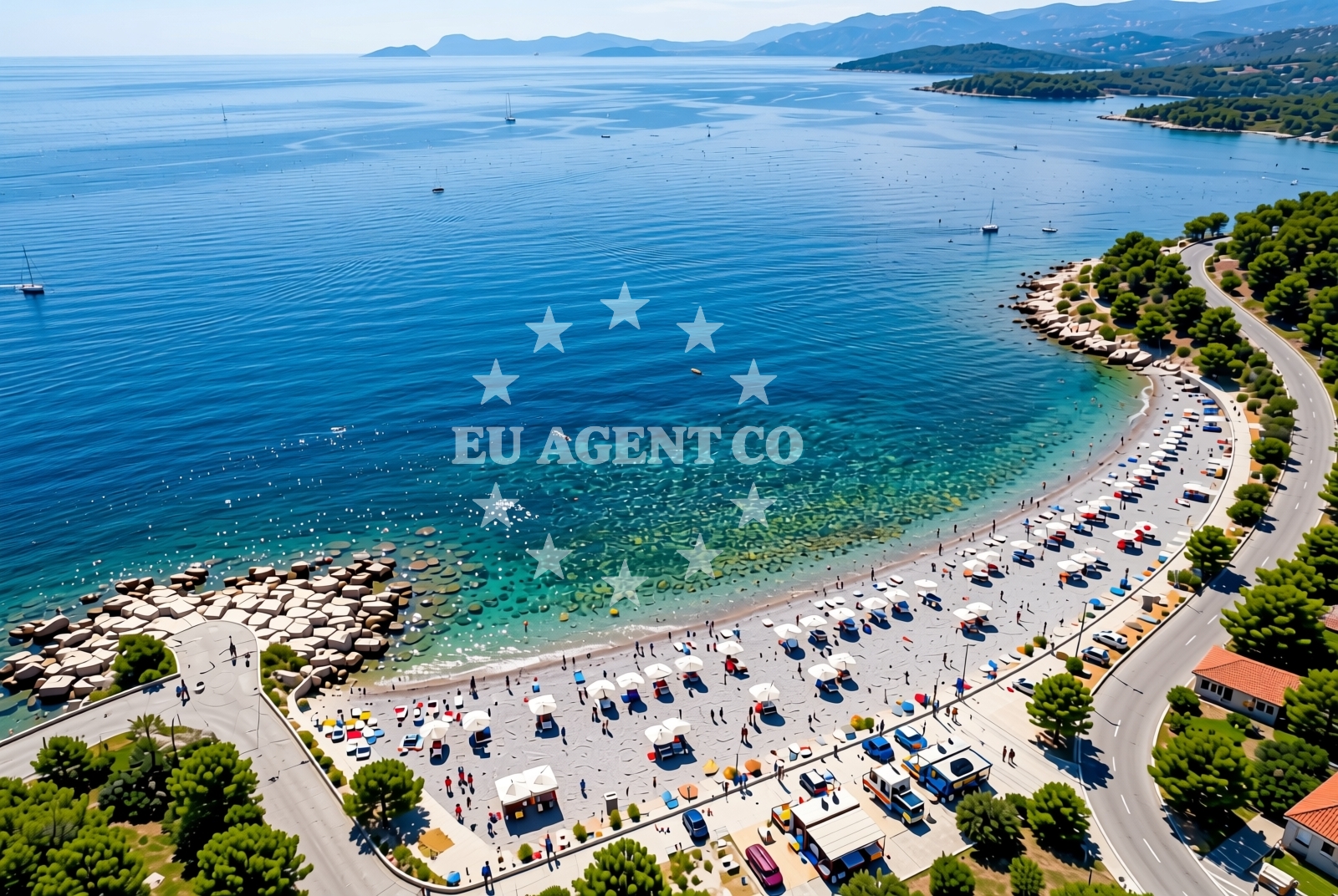 Shoreline and swimming area at bolnica Kantrida, Rijeka Beach in bolnica Kantrida