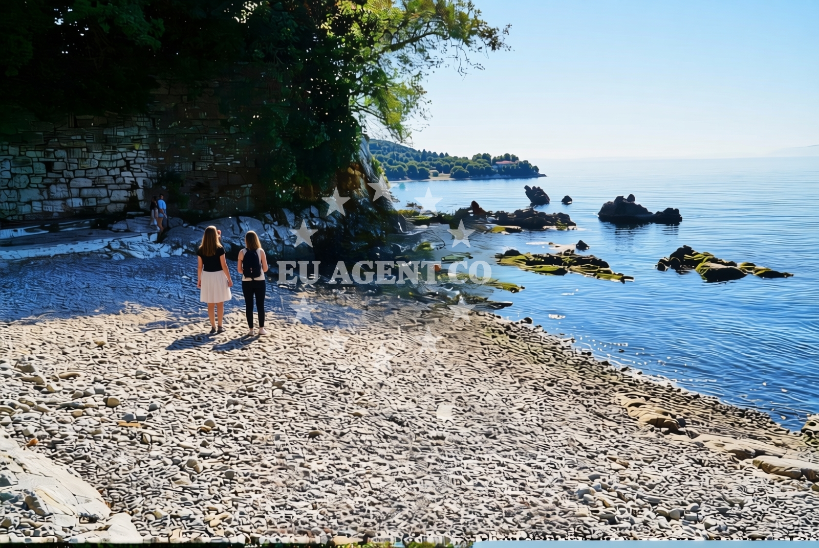 Sea and coastal view of bolnica Kantrida, Rijeka Beach in bolnica Kantrida