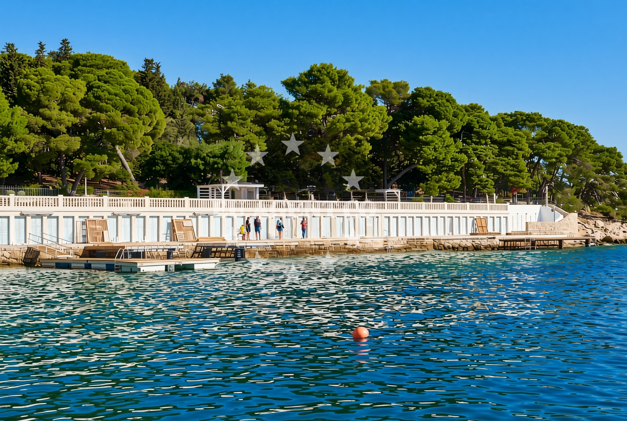 Shoreline and swimming area at Bonj, Hvar (Hvar) Beach in Bonj