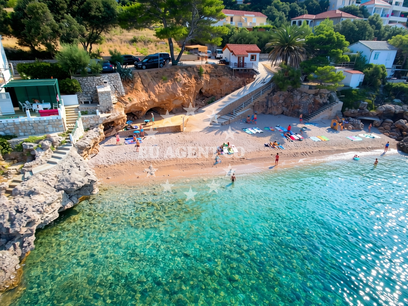 Beach facilities and surroundings at Borak beach in Dingač-Potočine, Potomje