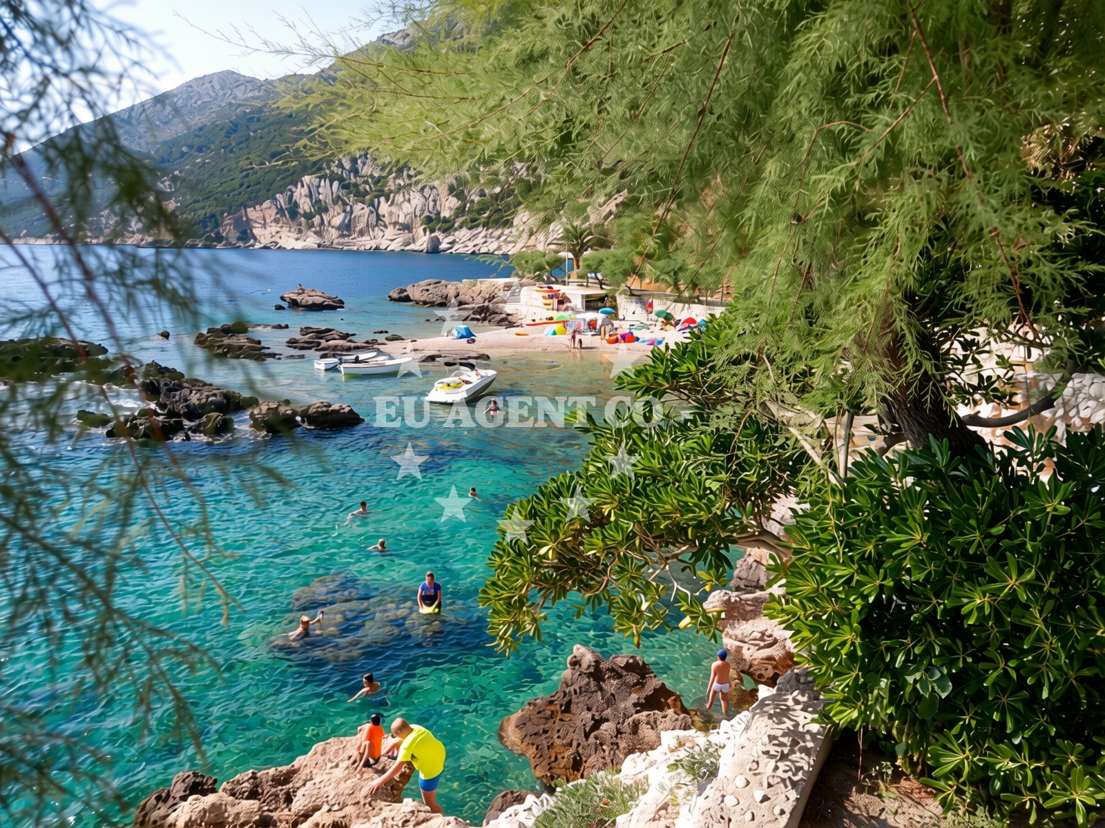 Shoreline and swimming area at Borak II beach in Dingač-Potočine, Potomje