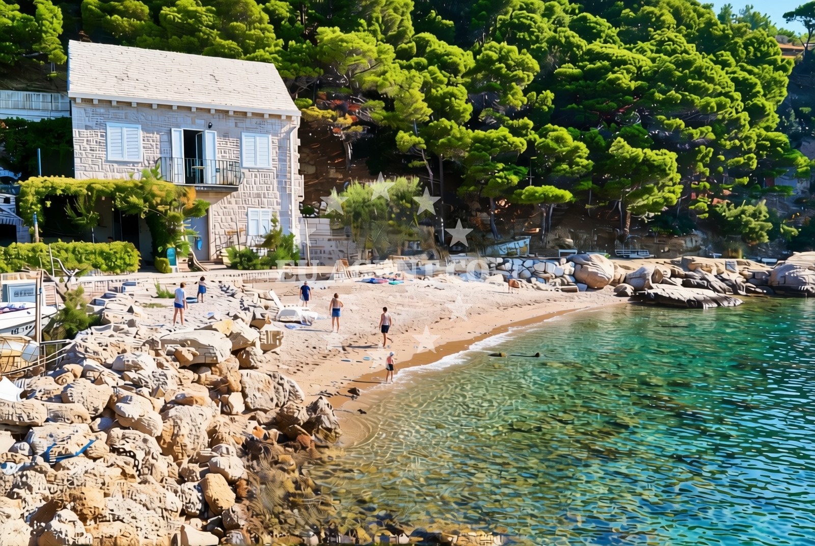 Overview of Borak istok, Marušići (Omiš) Beach in Borak istok