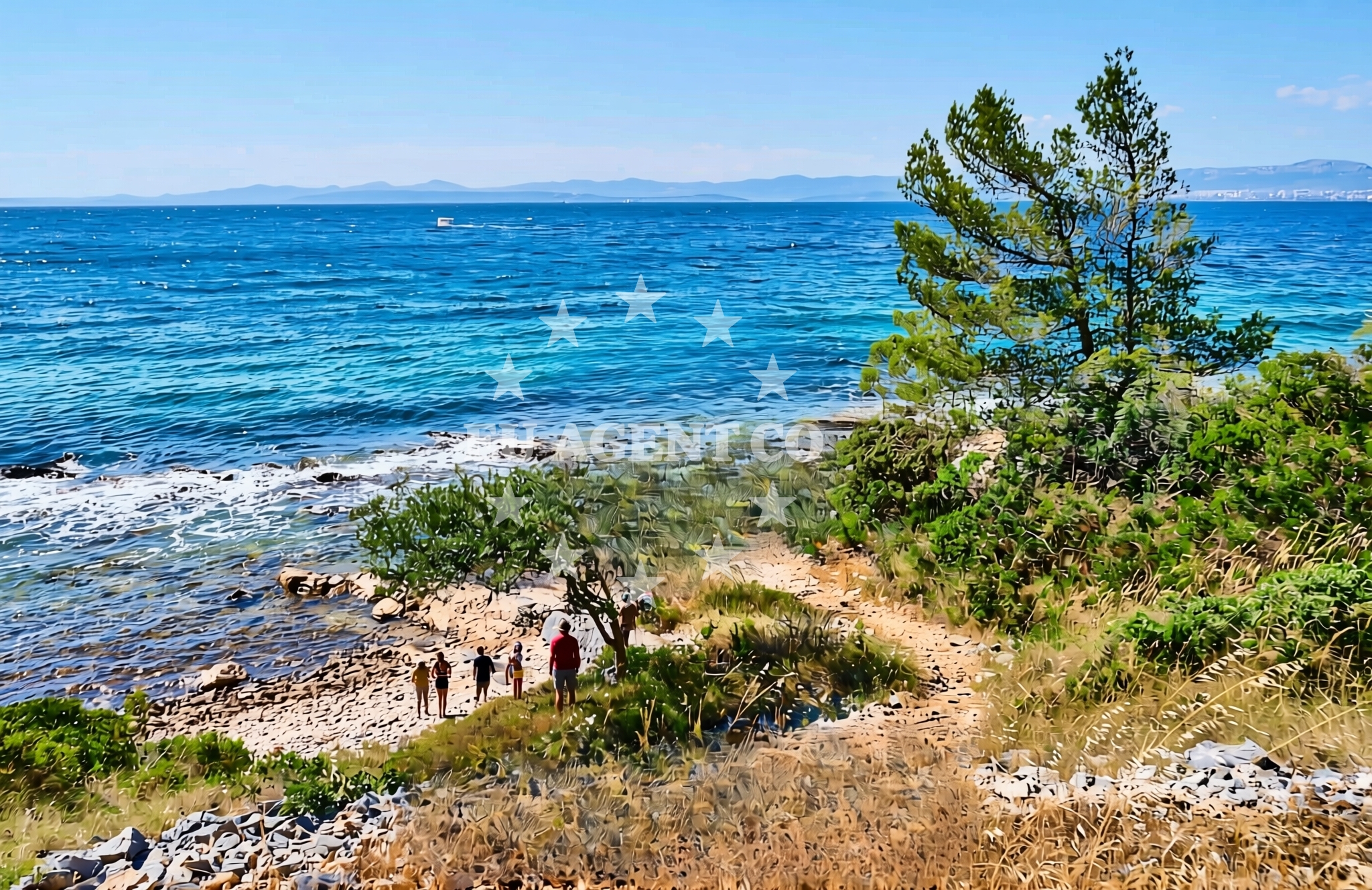 Shoreline and swimming area at Borak istok, Sutivan (Brač) Beach in Borak istok