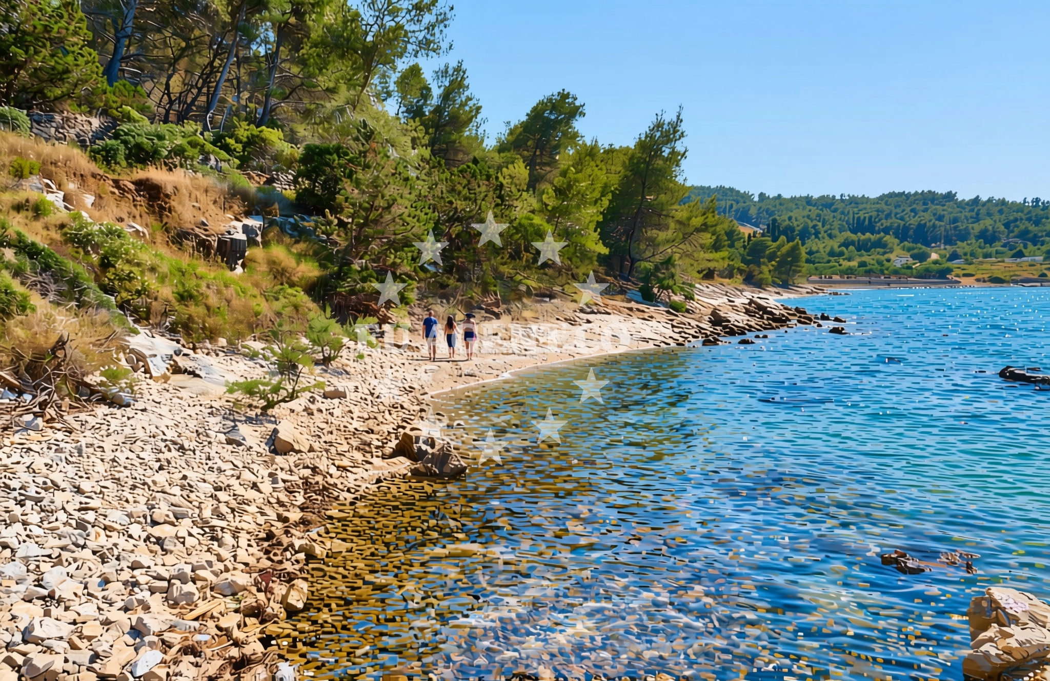 Beach facilities and surroundings at Borak istok, Sutivan (Brač) Beach in Borak istok