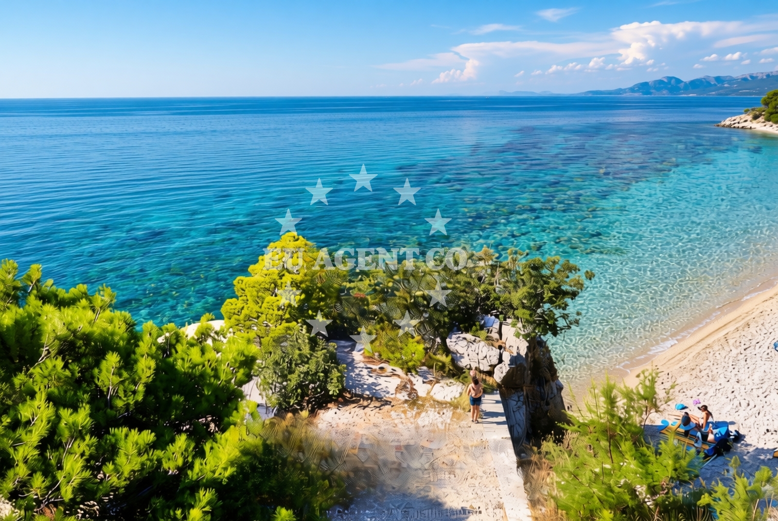 Sea and coastal view of Borak zapad, Marušići (Omiš) Beach in Borak zapad