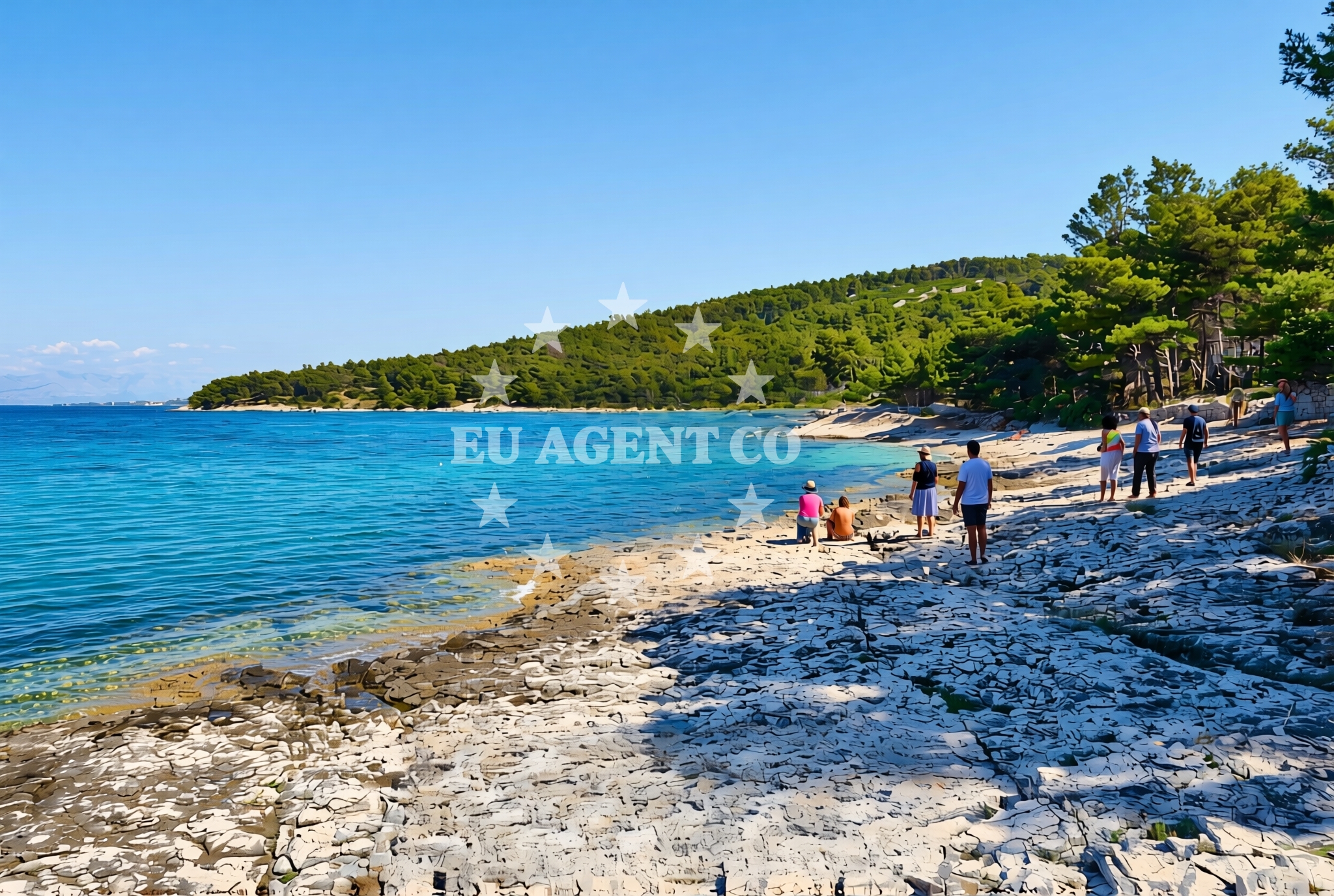Shoreline and swimming area at Borak zapad, Sutivan (Brač) Beach in Borak zapad
