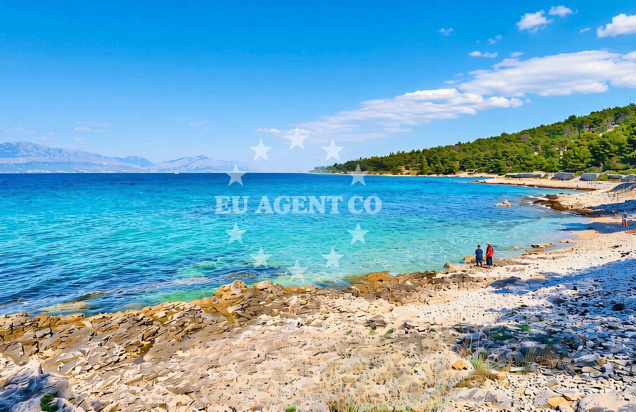 Beach facilities and surroundings at Borak zapad, Sutivan (Brač) Beach in Borak zapad