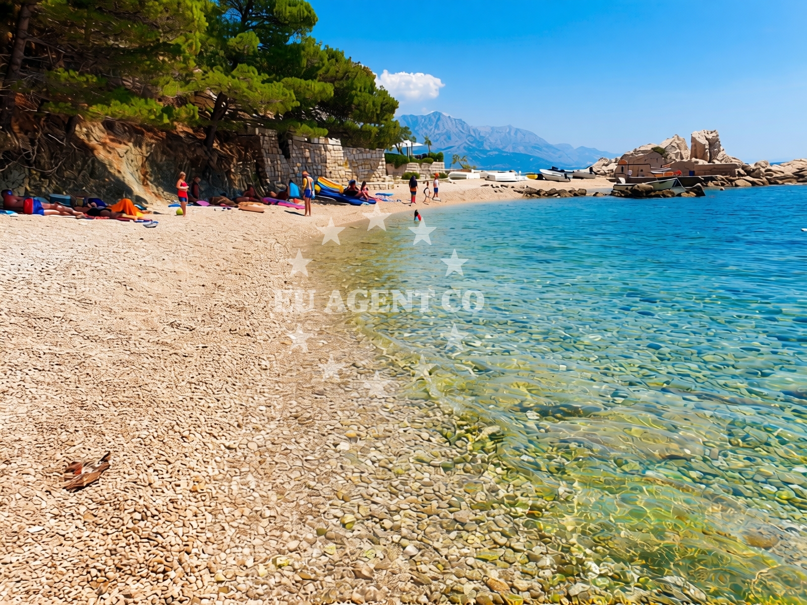 Shoreline and swimming area at Borka beach in Put Borka 20, Marusici