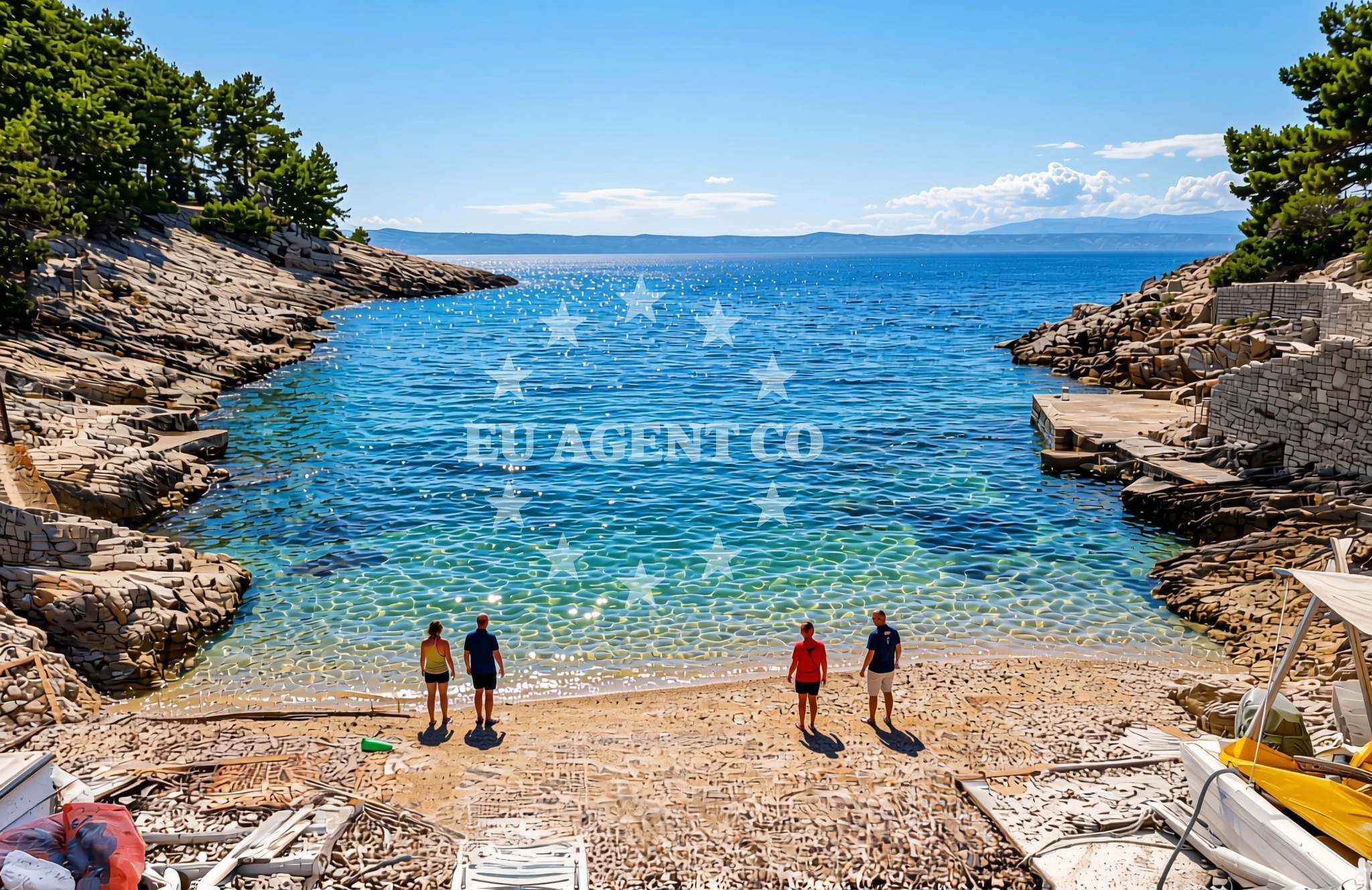 Sea and coastal view of Borova, Blato (Korčula) Beach in Borova
