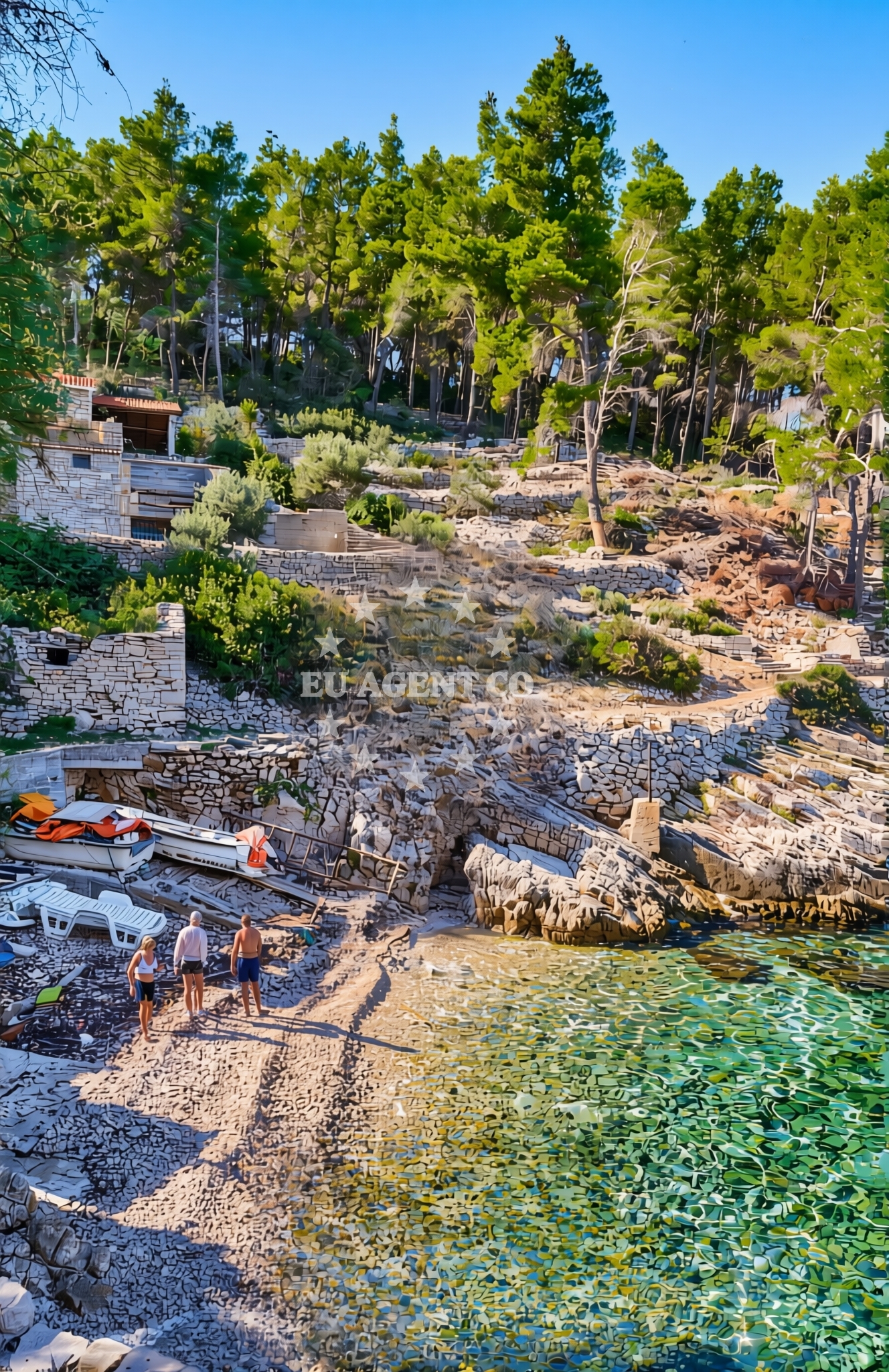 Beach facilities and surroundings at Borova, Blato (Korčula) Beach in Borova