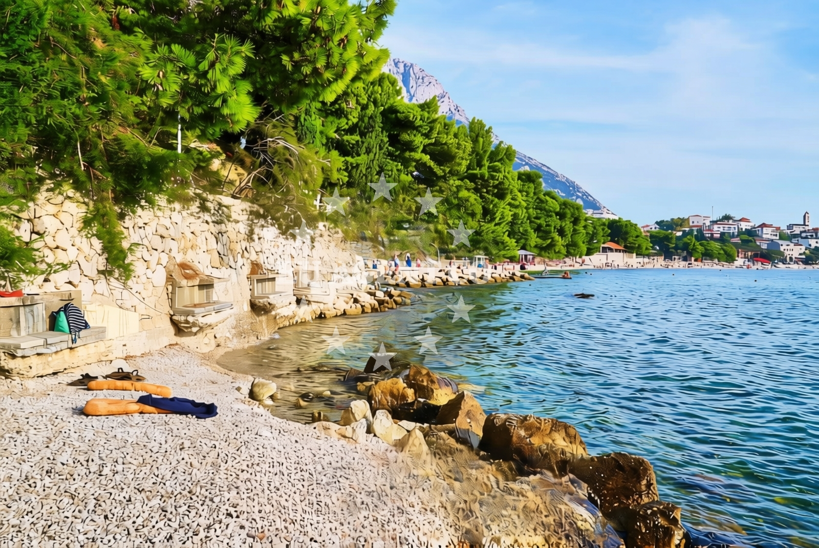 Sea and coastal view of Bošac jug, Gradac Beach in Bošac jug