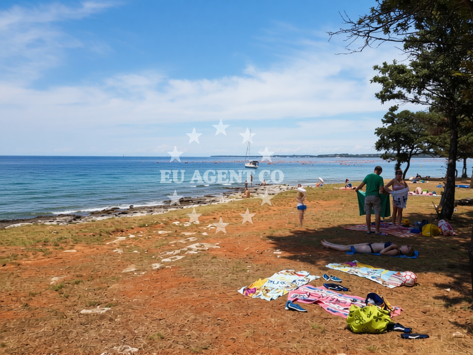 Sea and coastal view of Bosuja beach in Červar 2A, Poreč