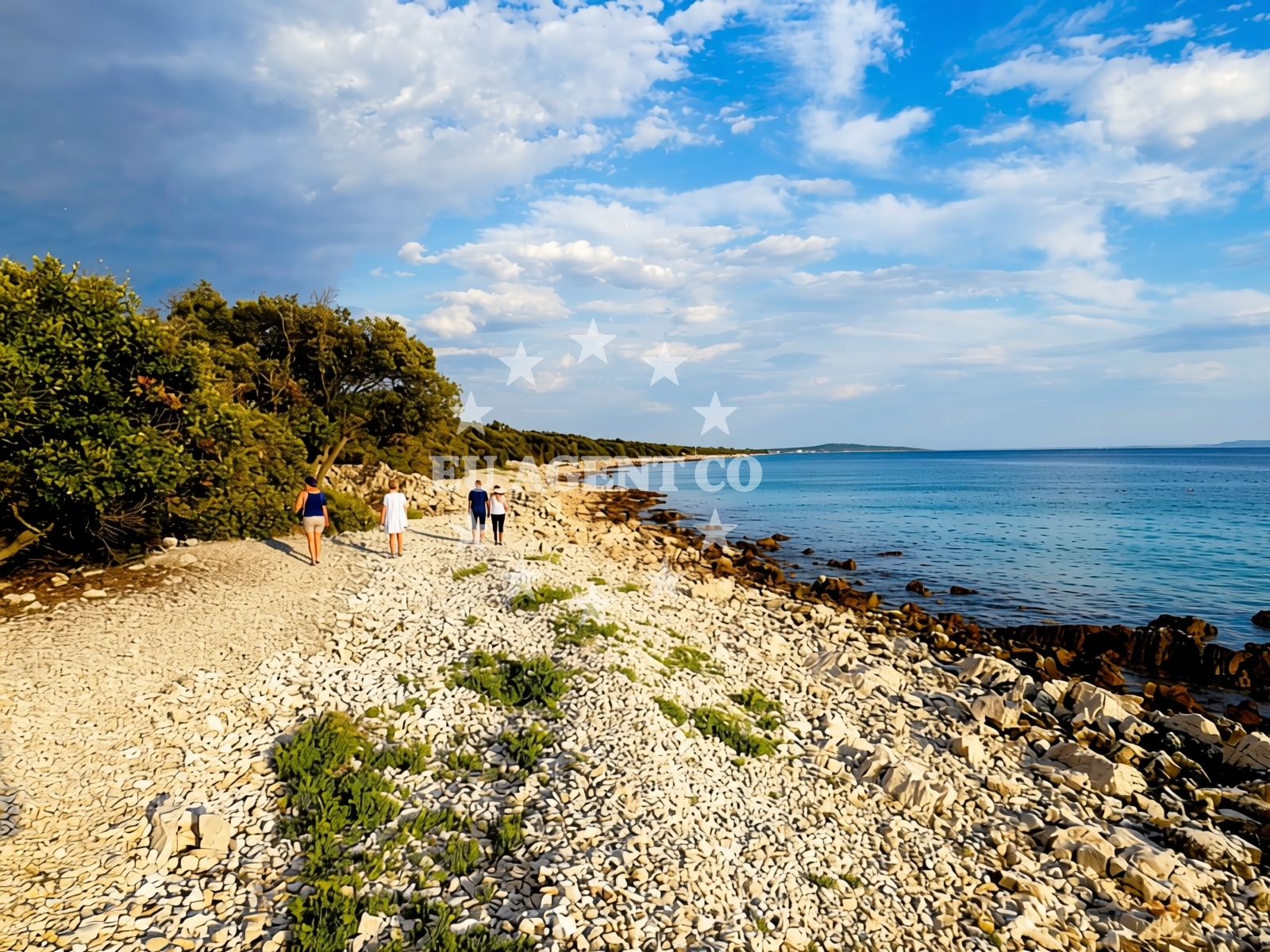 Sea and coastal view of Boyani beach in Bošana, Pag