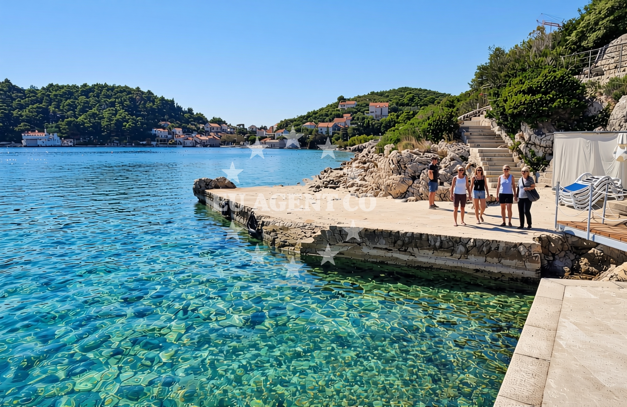 Beach facilities and surroundings at Božica, Suđurađ (Šipan) Beach in Božica