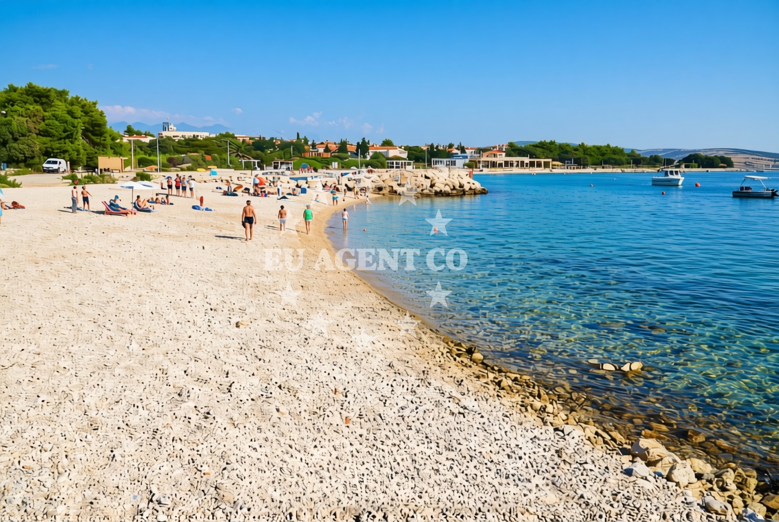 Overview of Braničevica (dog beach), Novalja (Pag) Beach in Braničevica (plaža za pse)