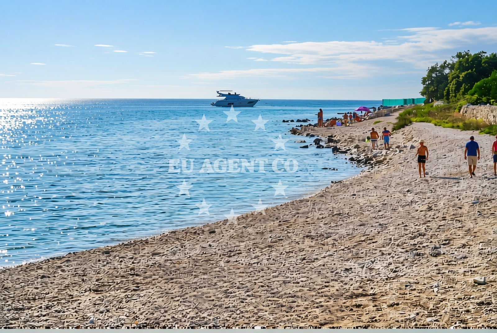 Sea and coastal view of Braničevica (dog beach), Novalja (Pag) Beach in Braničevica (plaža za pse)