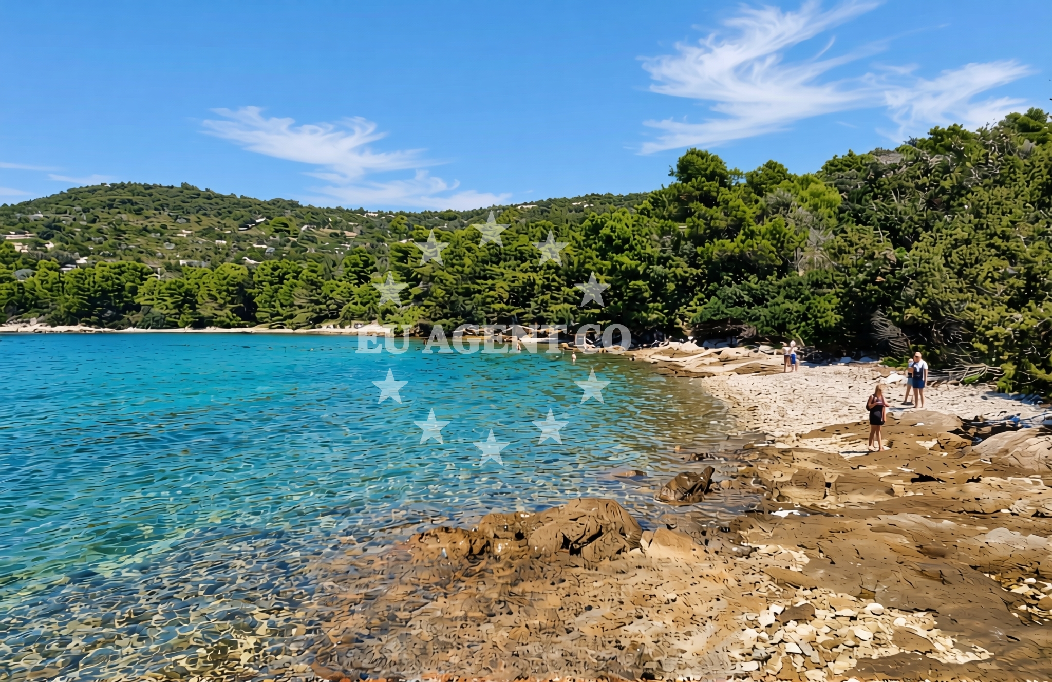Overview of Bratin jug, Zverinac (Zverinac) Beach in Bratin jug