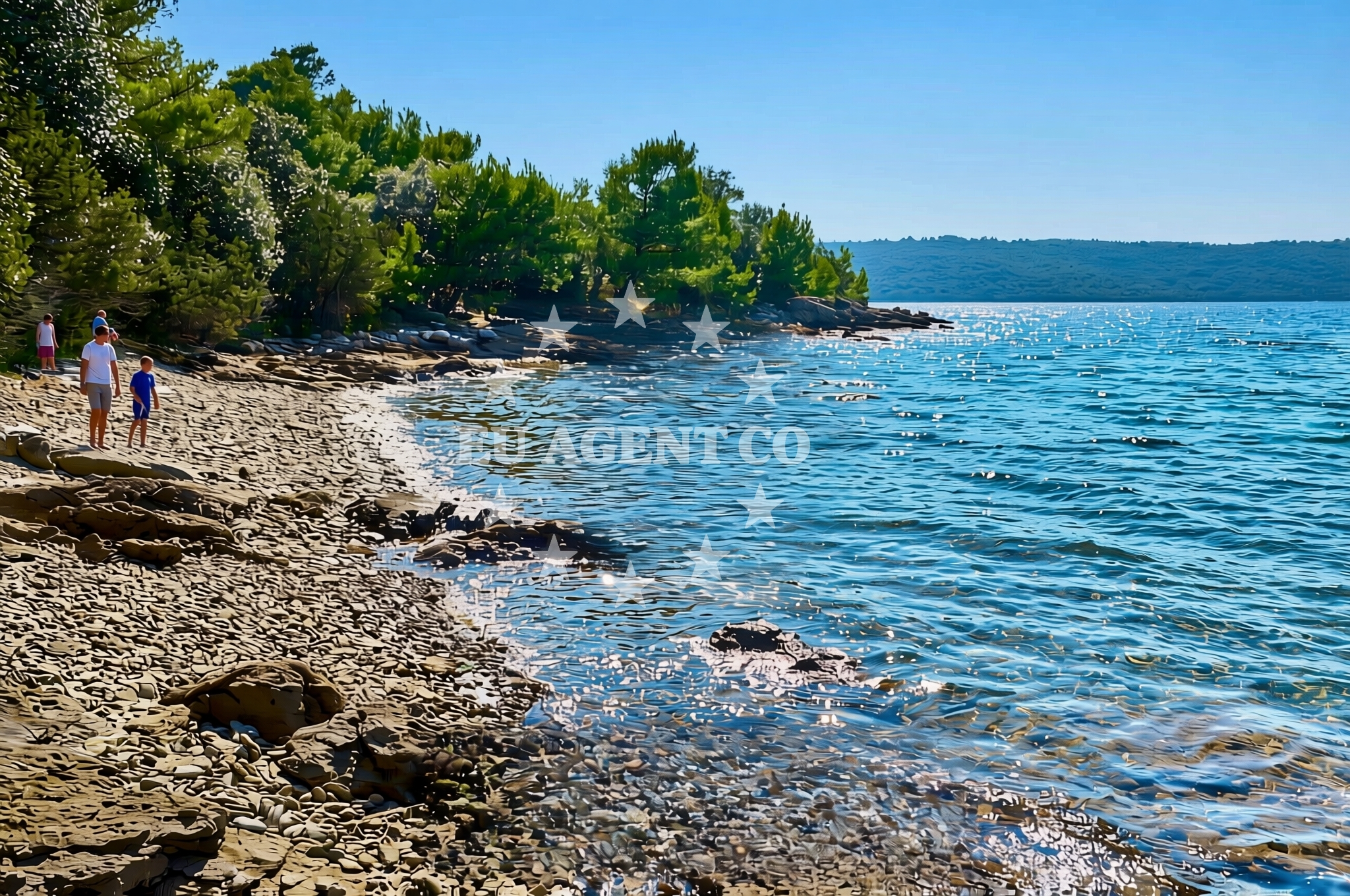 Beach facilities and surroundings at Bratin jug, Zverinac (Zverinac) Beach in Bratin jug
