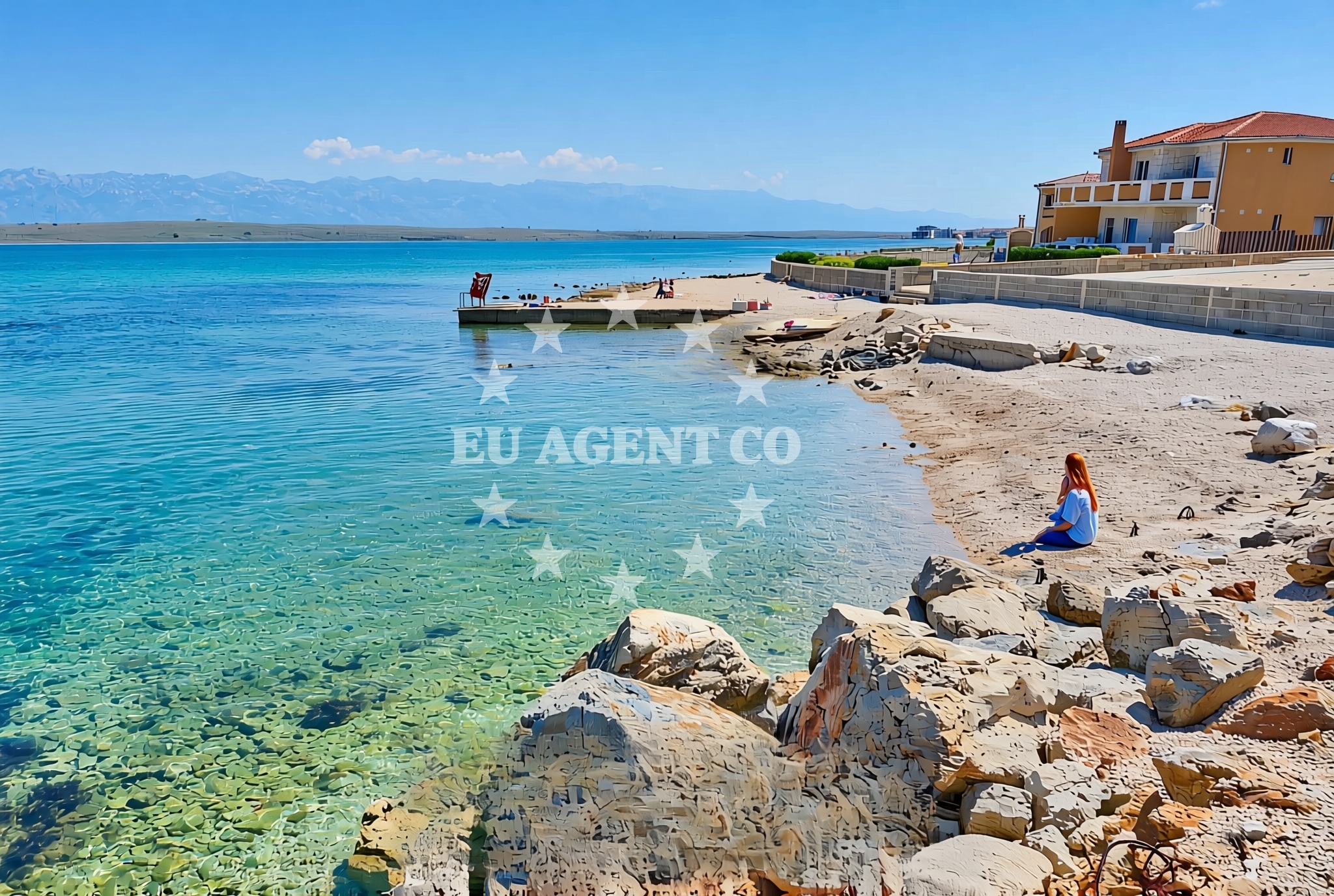 Beach facilities and surroundings at Brdonja jug, Vir (Vir) Beach in Brdonja jug