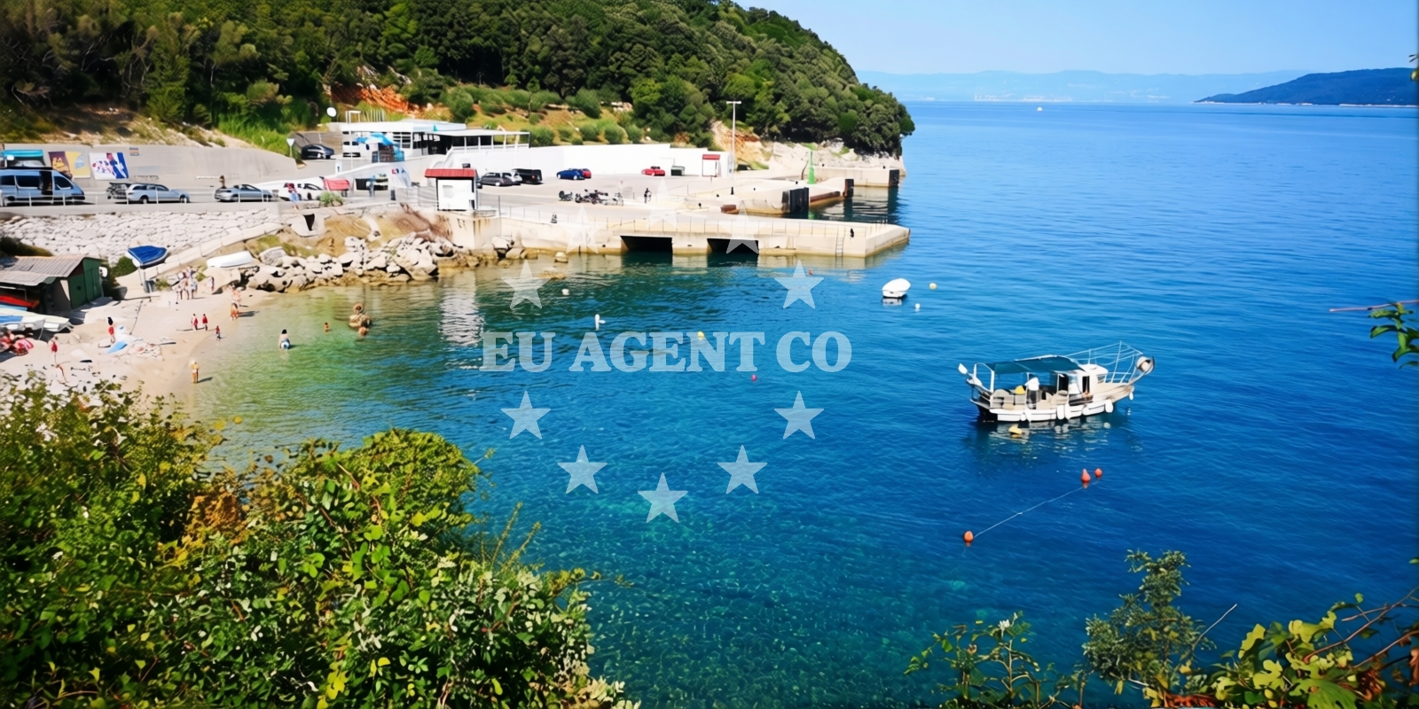 Shoreline and swimming area at Brestova beach in , Zagorje
