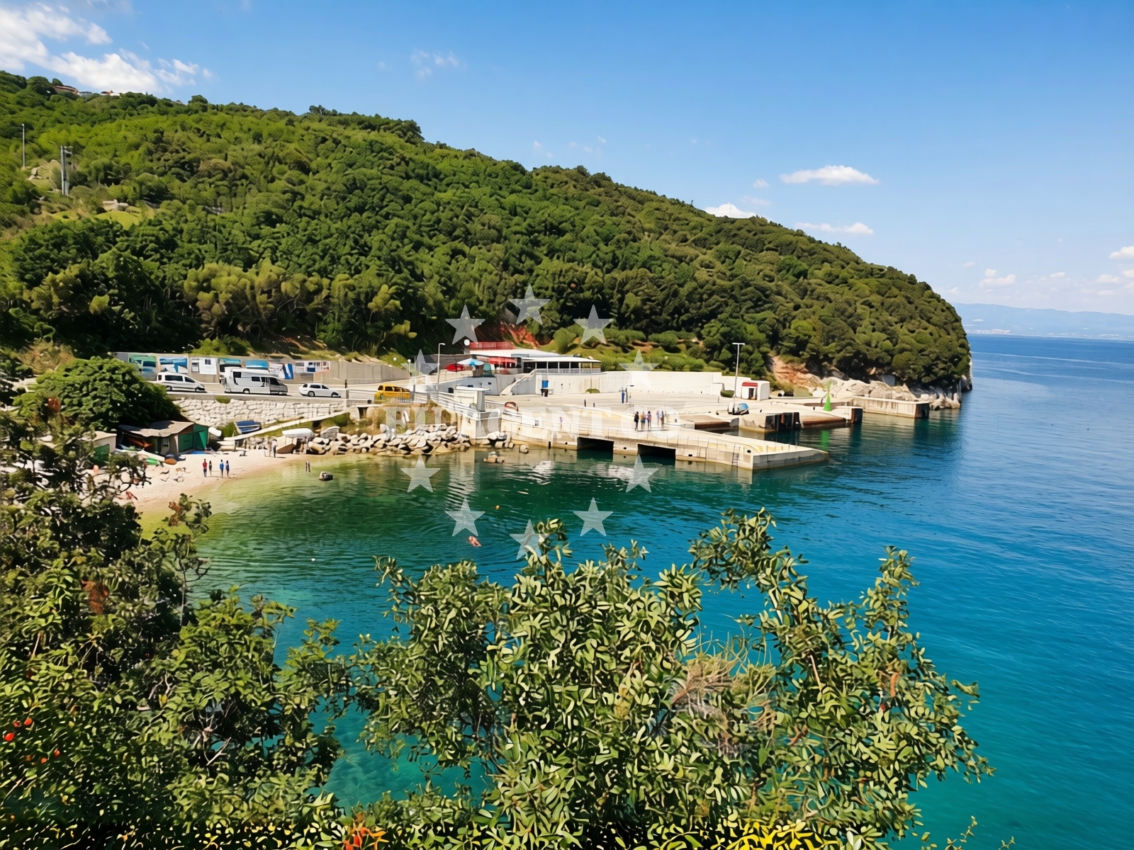 Sea and coastal view of Brestova beach in , Zagorje