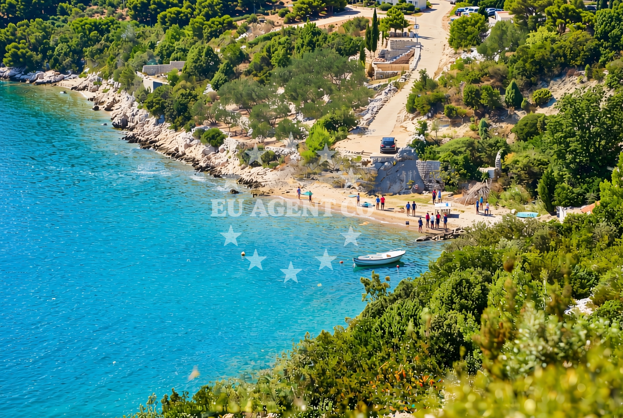Sea and coastal view of Brijeg, Kremena Beach in Brijeg