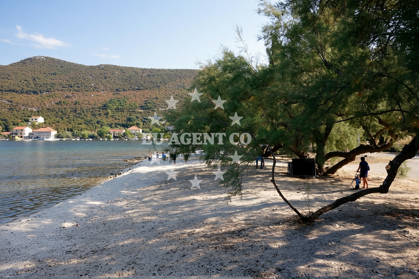 Shoreline and swimming area at Brijesta beach in Brijesta 20, Janjina