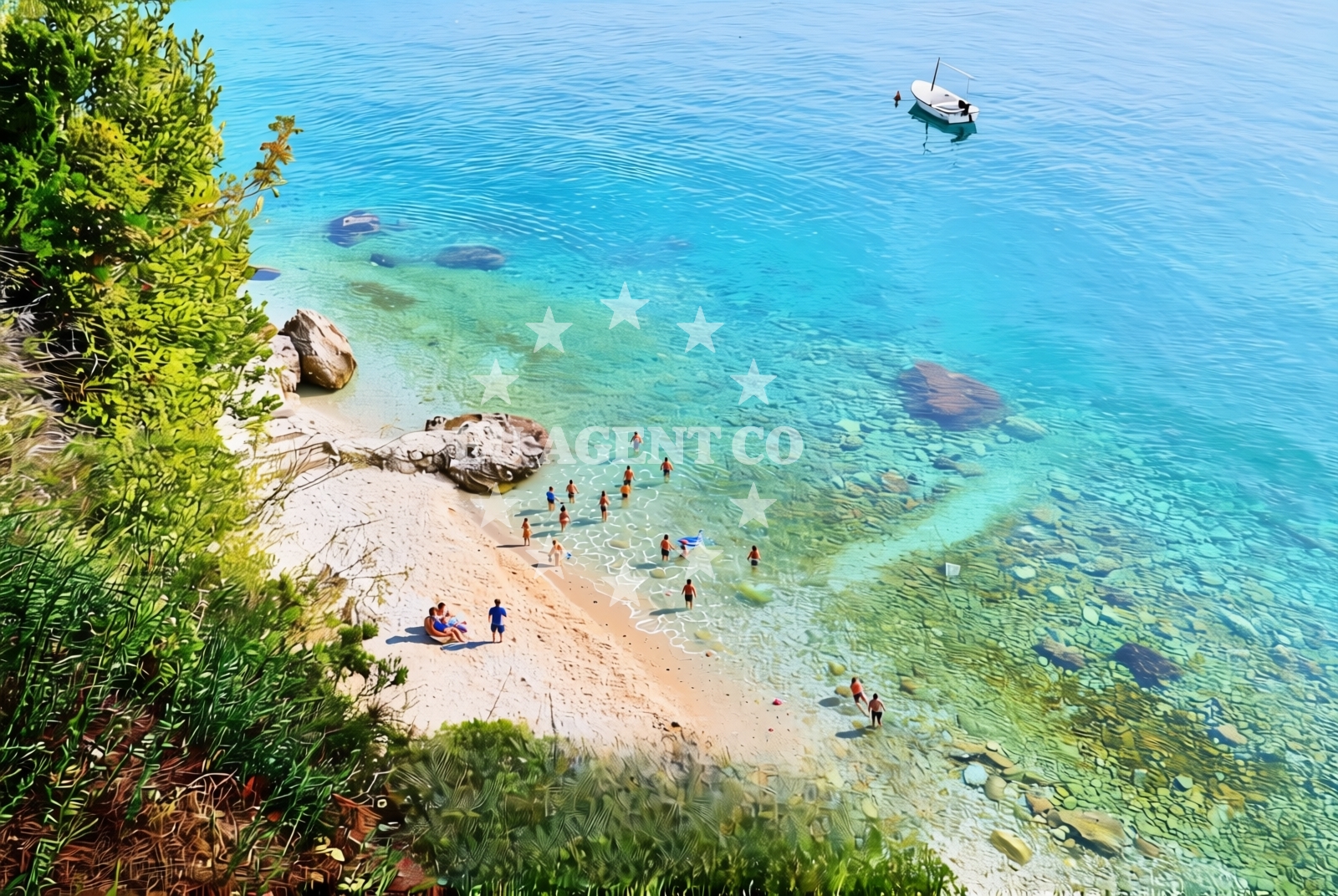 Shoreline and swimming area at Brist: beaches and coves (7) in Brist
