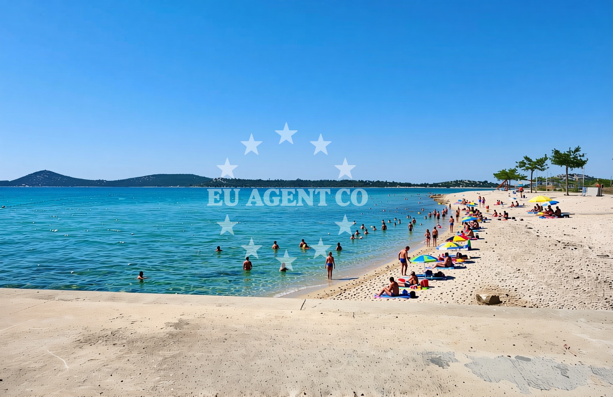 Shoreline and swimming area at Bristak, Vodice Beach in Bristak